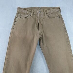 Levi's 501 Jeans Mens 33x34 Tan Khaki Button Fly Straight Leg Red Tab Y2K Casual